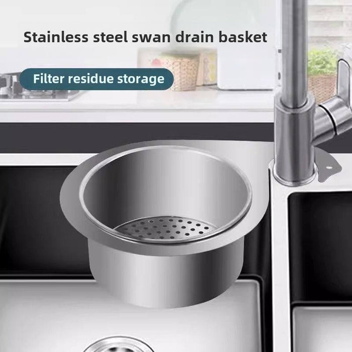Stainless Steel Swan Drain Basket for Kitchen Sink – Fruit & Vegetable Washing Rack