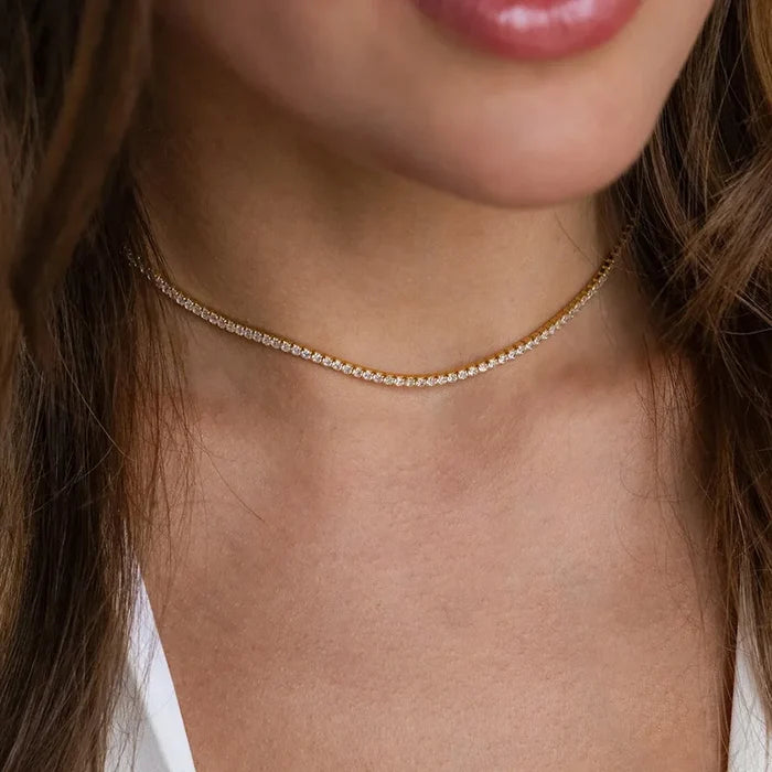 Stainless Steel Zircon Tennis Necklace