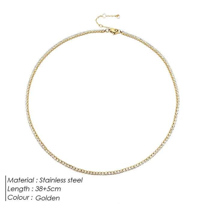 Stainless Steel Zircon Tennis Necklace