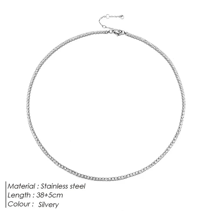 Stainless Steel Zircon Tennis Necklace