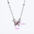 Strawberry Crystal Butterfly Pendant Necklace