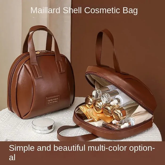 Stylish Fashion Women's PU Double Handle Letter Cosmetic Bag Zipper