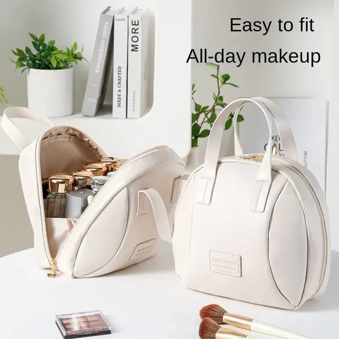 Stylish Fashion Women's PU Double Handle Letter Cosmetic Bag Zipper