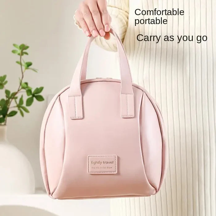 Stylish Fashion Women's PU Double Handle Letter Cosmetic Bag Zipper