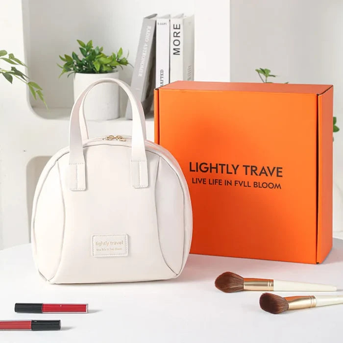 Stylish Fashion Women's PU Double Handle Letter Cosmetic Bag Zipper