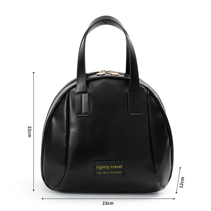 Stylish Fashion Women's PU Double Handle Letter Cosmetic Bag Zipper