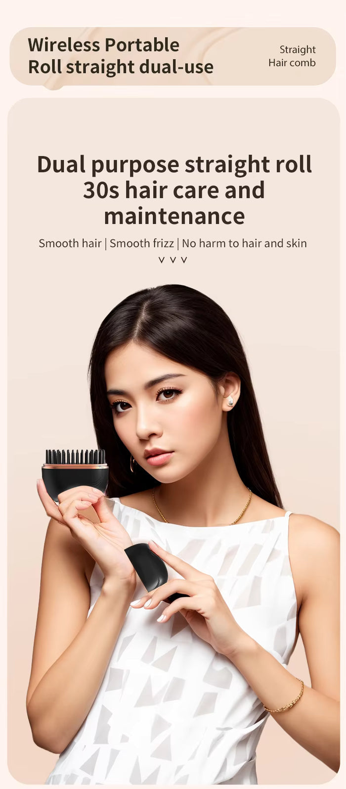 Stylish Hair Straightener Curler Compact Hair Brush Innovative Straightening Comb