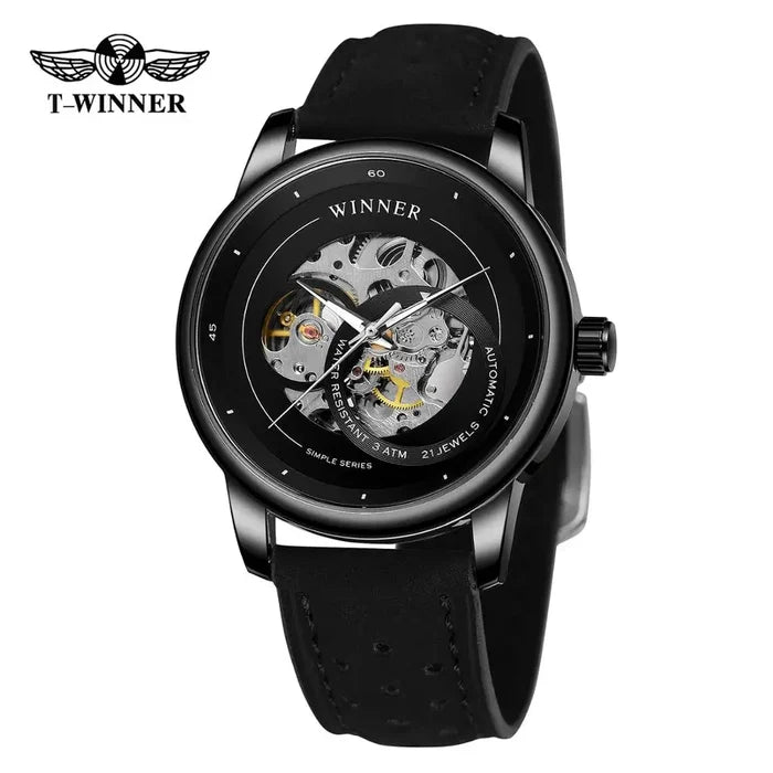 T-WINNER Gold Skeleton Men's Automatic Sport Watch