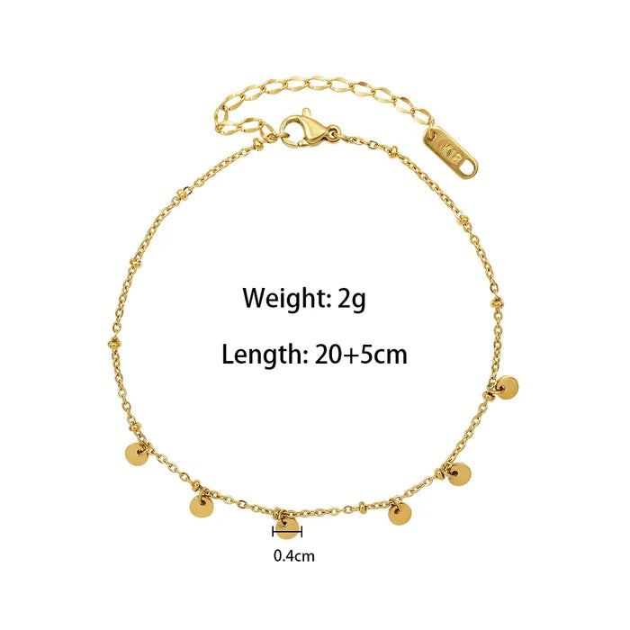 Tarnish-Free 18k Gold Plated Coin Disc Anklet