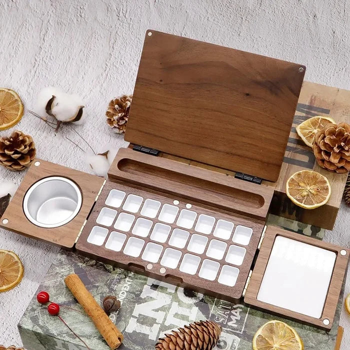 Three Folding Watercolor Painting Board Portable Wooden Travel Painting Box Set Solid Wood
