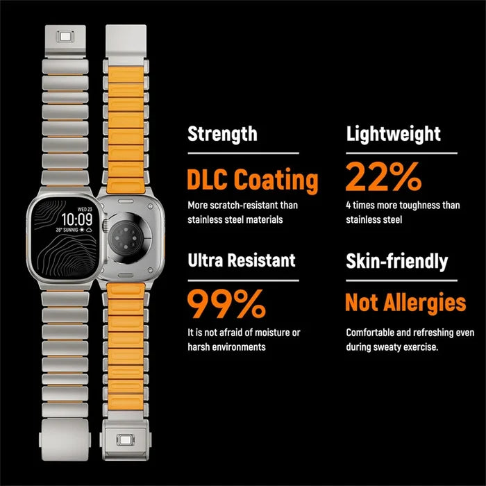 Titanium+Silicone Band for Apple Watch Ultra 3 49mm 46mm Luxury