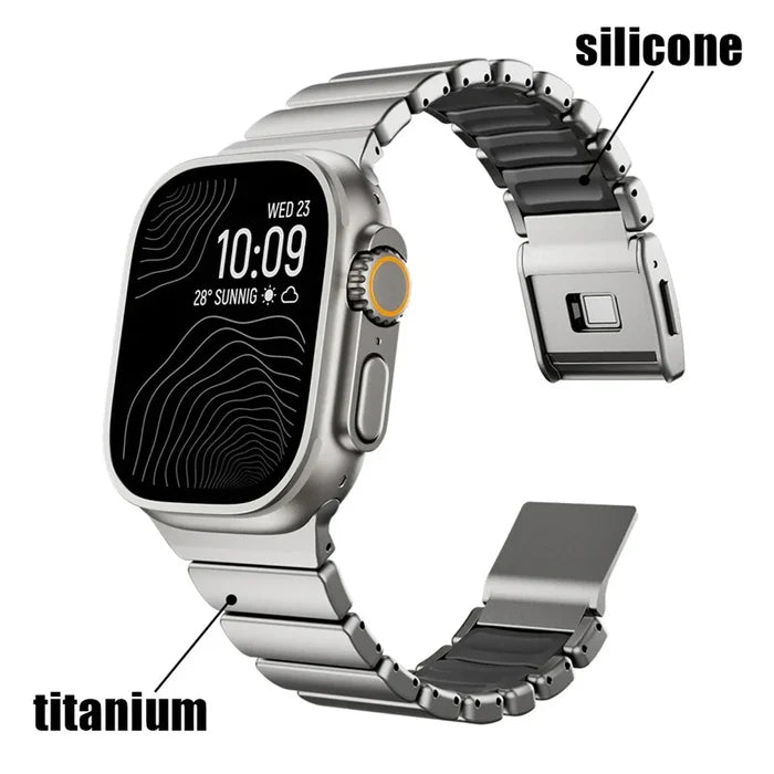 Titanium+Silicone Band for Apple Watch Ultra 3 49mm 46mm Luxury