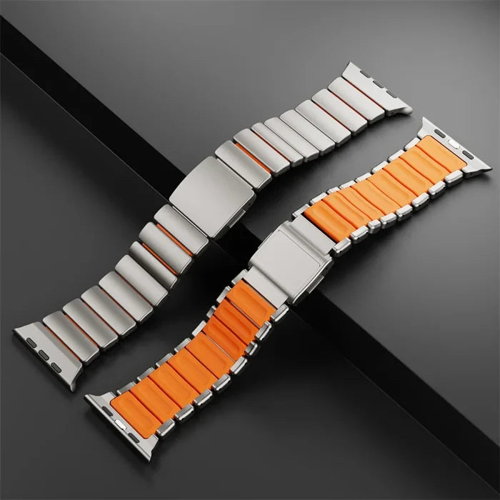 Titanium+Silicone Band for Apple Watch Ultra 3 49mm 46mm Luxury