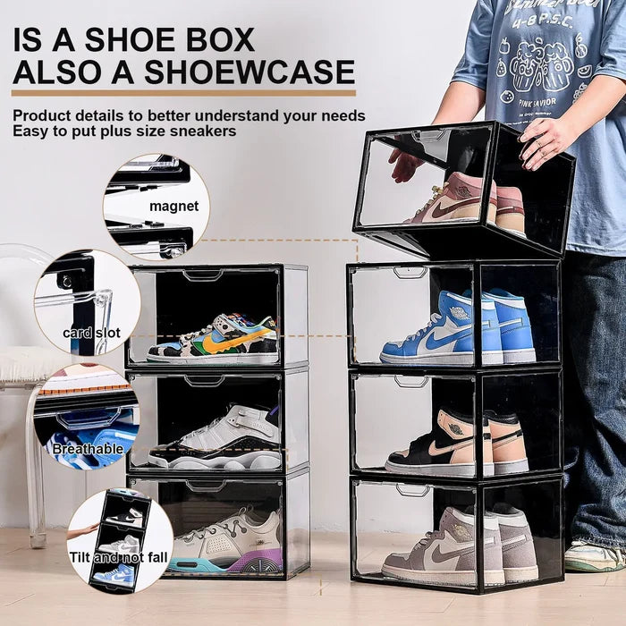 Transparent Plastic Acrylic Shoe Box Square Foldable