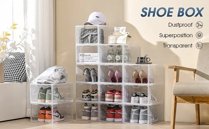 Transparent Plastic Acrylic Shoe Box Square Foldable