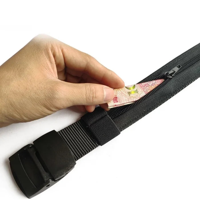 Travel Security Nylon Canvas Belt With Hidden Money Pocket Cashsafe