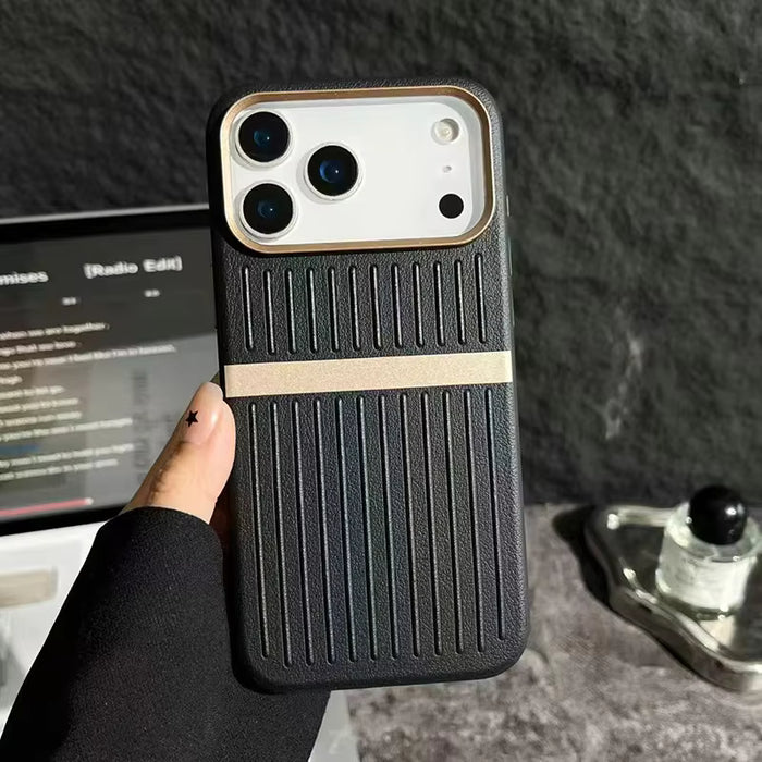 TravelStripe Mag Case – Suitcase Style Vertical Stripe Cover for iPhone