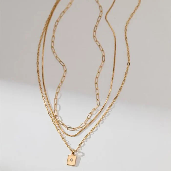 Trendy Geometric Zircon Pendant Necklace