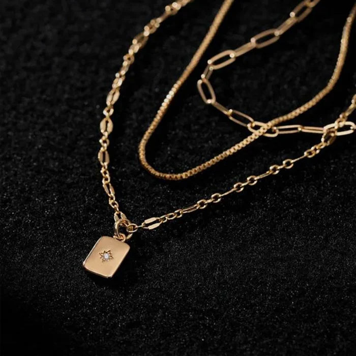 Trendy Geometric Zircon Pendant Necklace