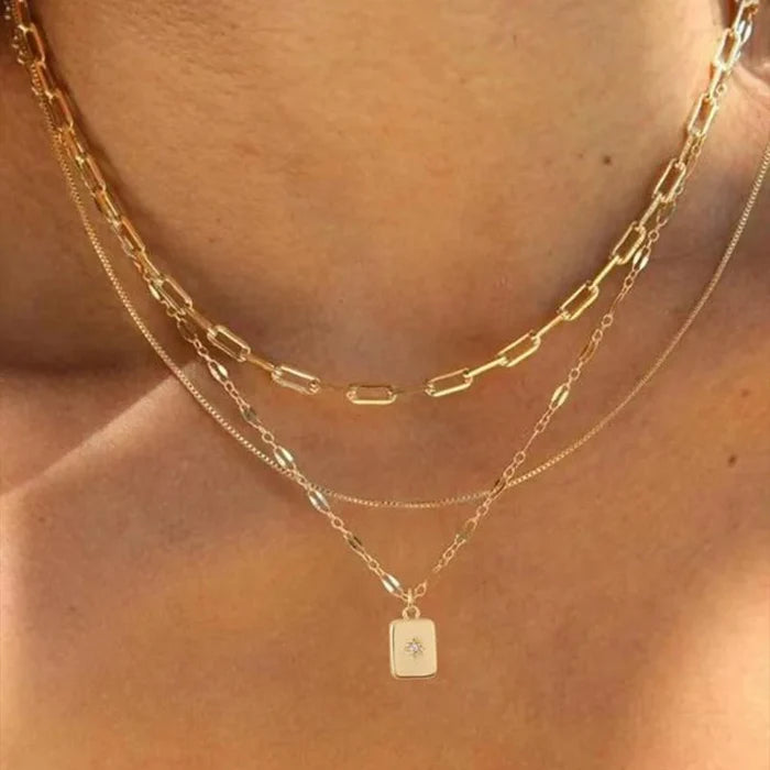 Trendy Geometric Zircon Pendant Necklace