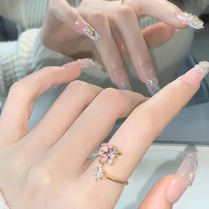 Trendy Pink Love Opening Ring – Exquisite Korean Design