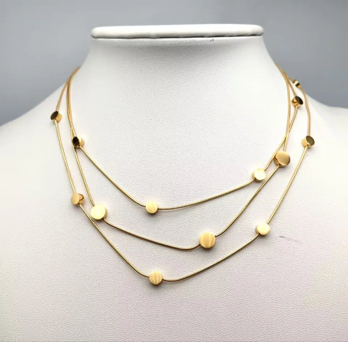 Triple Strand Stainless Steel Choker Necklace
