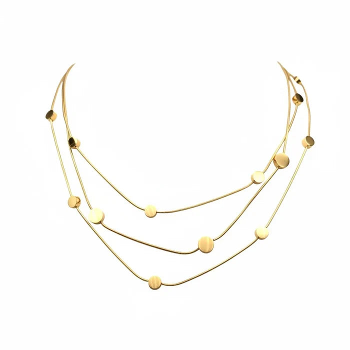 Triple Strand Stainless Steel Choker Necklace