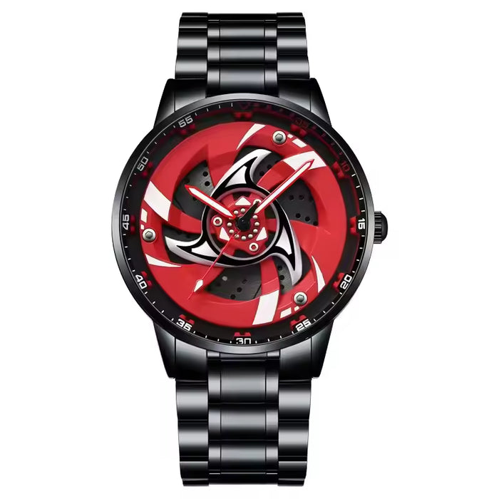 TurboWheel 3D Sports Car Quartz Watch – 42mm Rotating Dial Men’s Business Timepiece