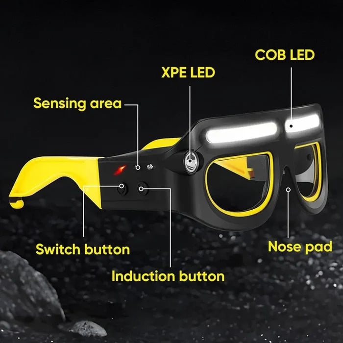 Ultra Light LED Safety Glasses Headlamp Flashlight