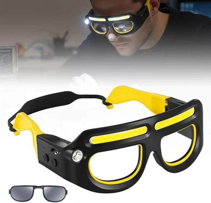 Ultra Light LED Safety Glasses Headlamp Flashlight