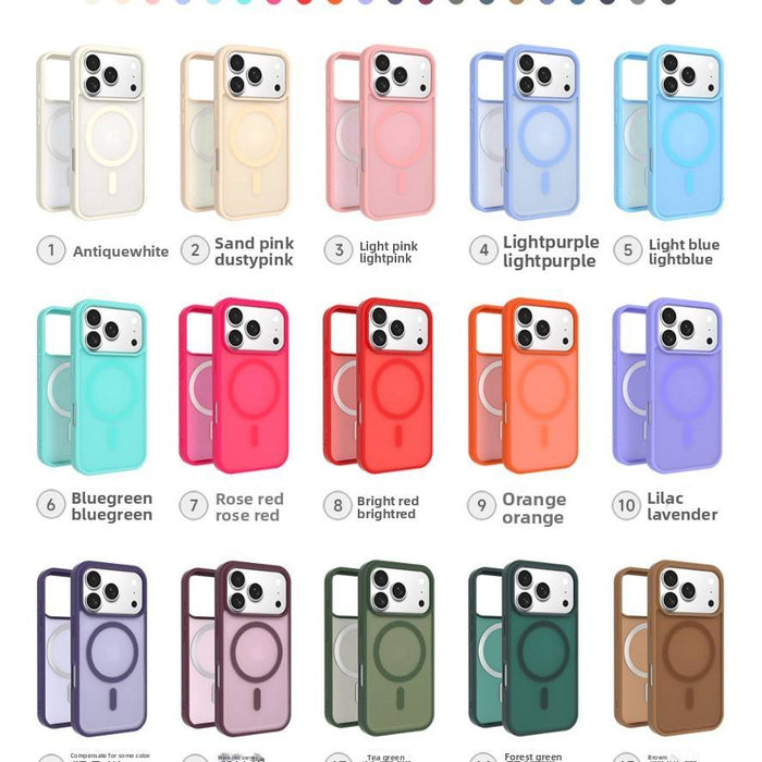 Ultra-Thin Frosted Magnetic iPhone Case – Skin-Feel Spray Cover with Metal Button for iPhone 17–13 Pro Max