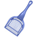 Blue plastic cat litter scoop with slotted design for easy cleaning