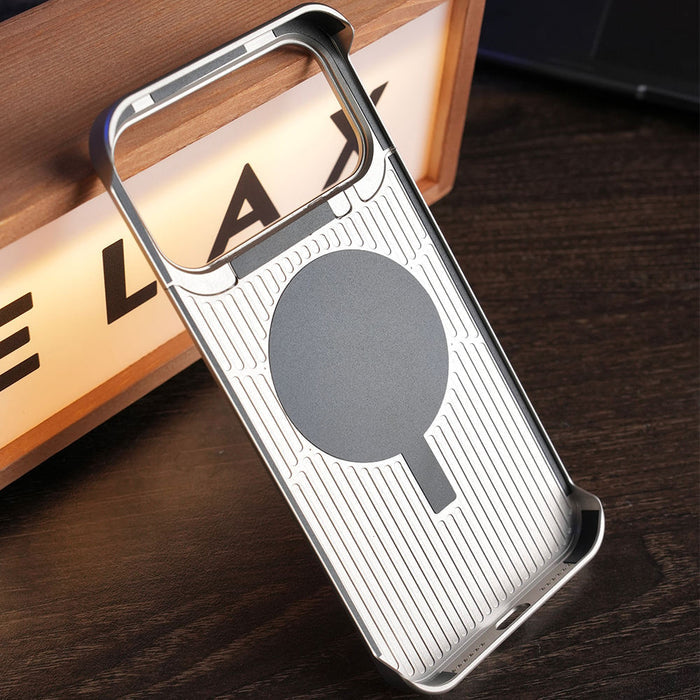 VAWI Art Line Leather Metal Phone Case – Premium Shockproof Protective Cover for iPhone