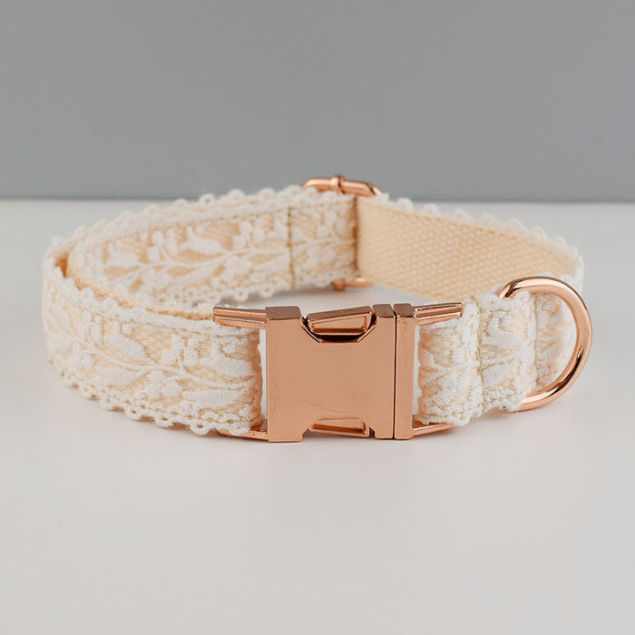 Velvet Dog Collar & Leash Set | Gold & Rose Gold Buckle | S–XL