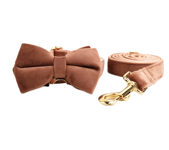 Velvet Dog Collar & Leash Set | Soft Velvet | Bow & Bundle Options | XS–XL