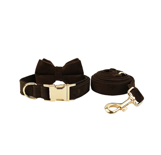 Velvet Dog Collar & Leash Set | Soft Velvet | Bow & Bundle Options | XS–XL