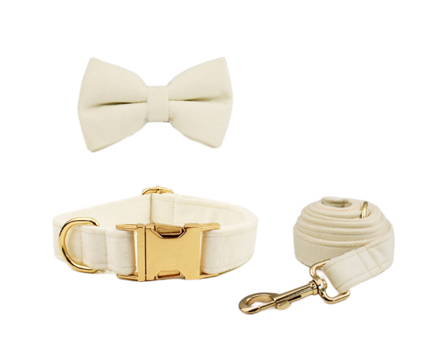 Velvet Dog Collar & Leash Set | Soft Velvet | Bow & Bundle Options | XS–XL