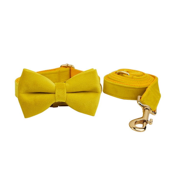Velvet Pet Collar with Traction Rope