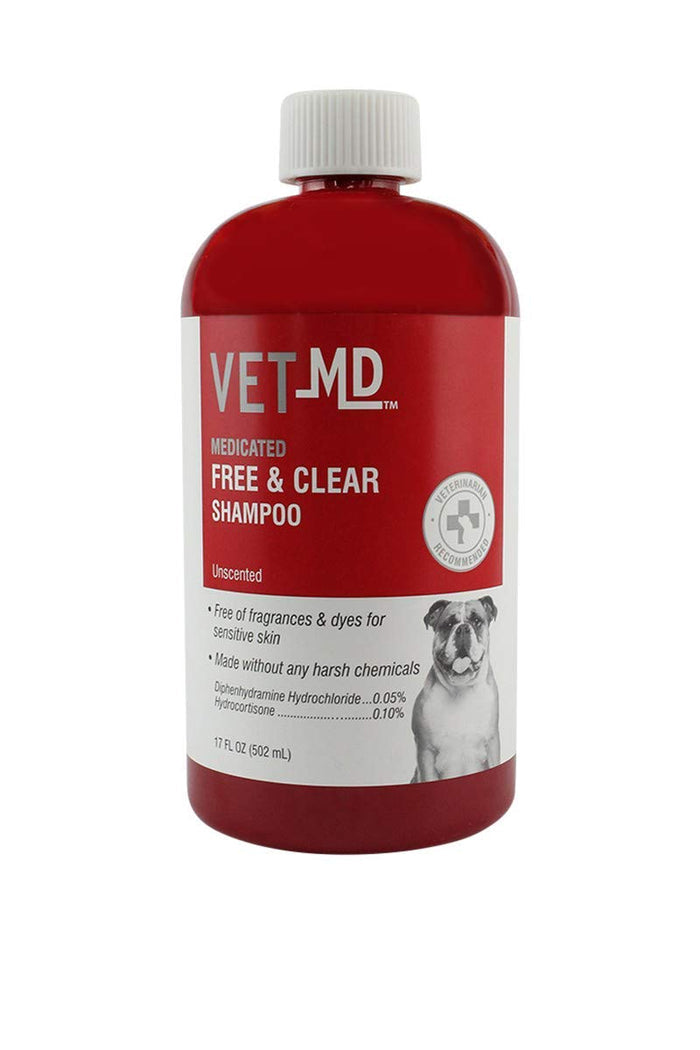 VetMD Free & Clear Hypoallergenic Medicated Dog Shampoo | Sensitive Skin | 17 oz