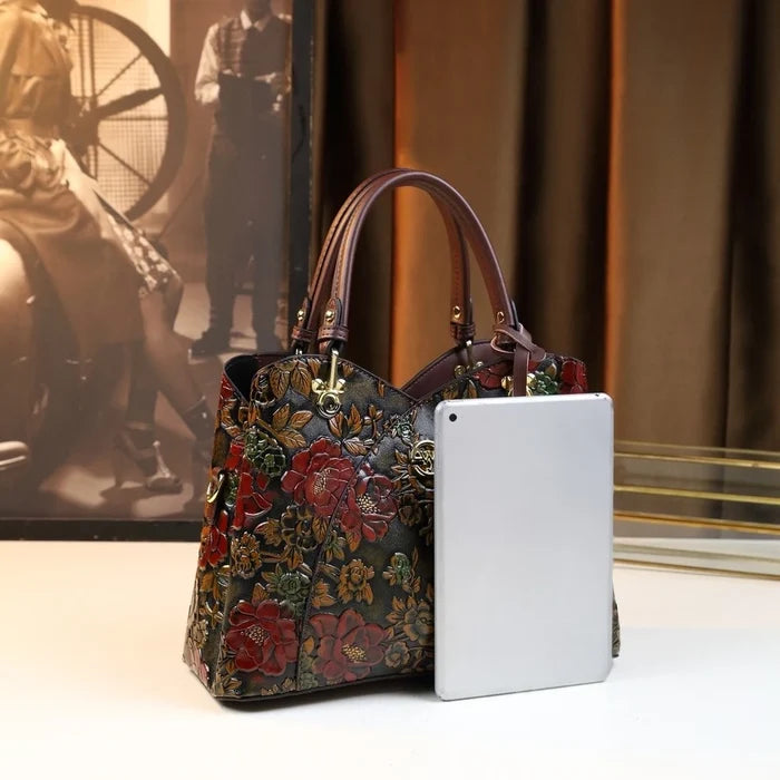 Vintage Carved Women's Luxury Bucket Bag