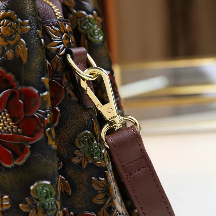 Vintage Carved Women's Luxury Bucket Bag