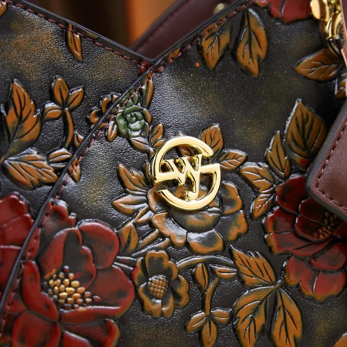 Vintage Carved Women's Luxury Bucket Bag