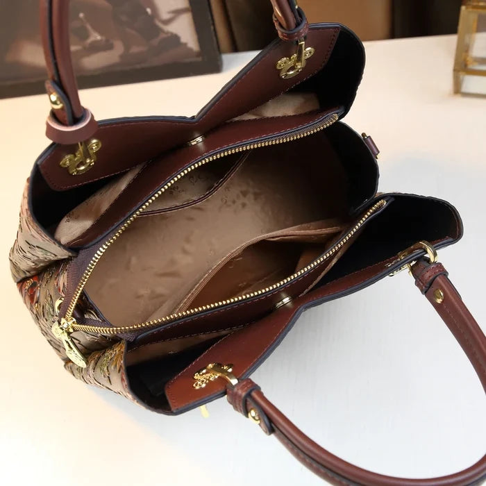 Vintage Carved Women's Luxury Bucket Bag