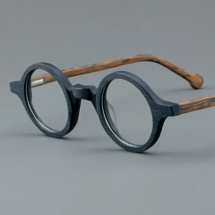 Vintage Wooden Round Acetate Eyeglasses