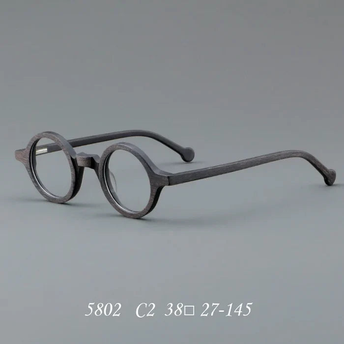 Vintage Wooden Round Acetate Eyeglasses