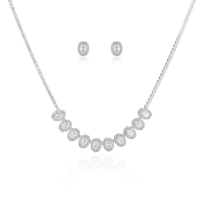 Vintage Zircon Gold Plated Necklace & Earring Set