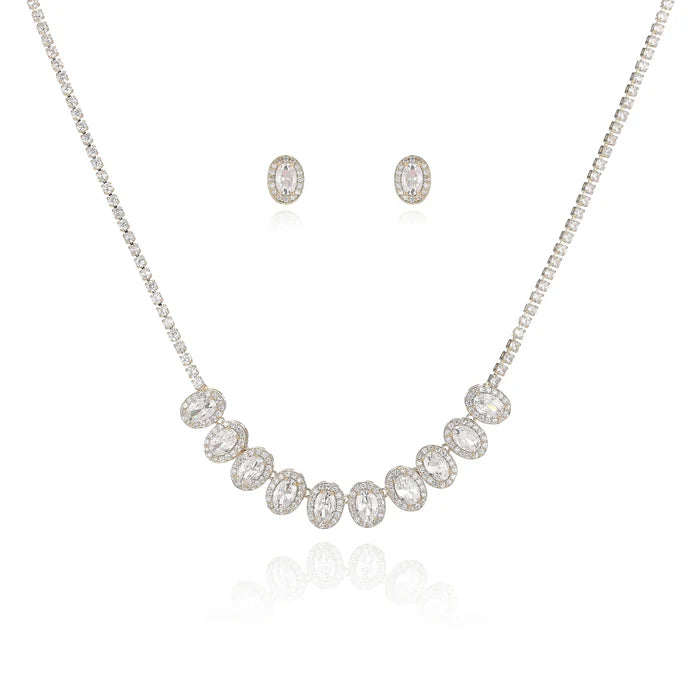 Vintage Zircon Gold Plated Necklace & Earring Set