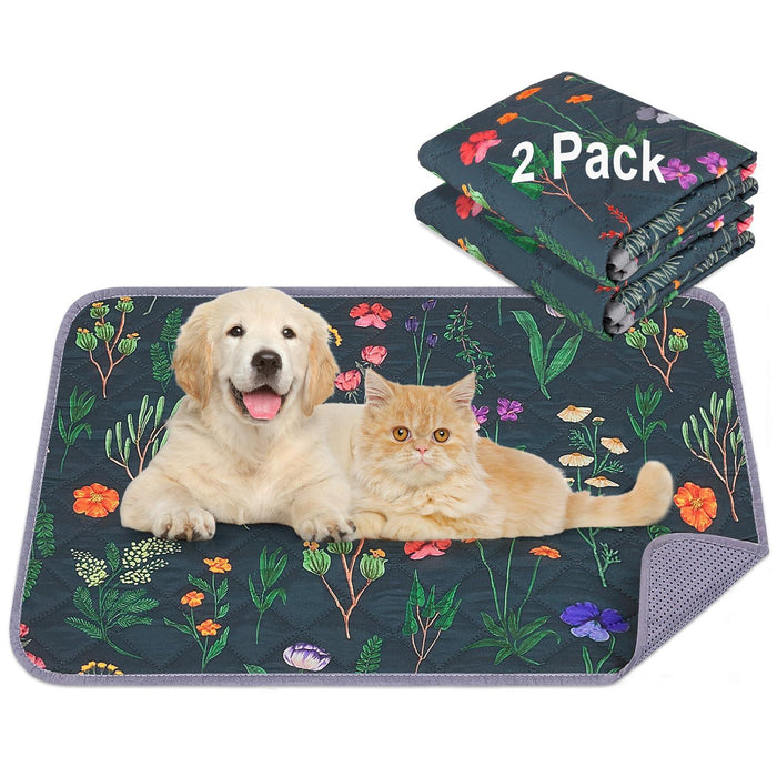 Floral pet mat with dog and cat, 2-pack quilted bedding for dogs and cats