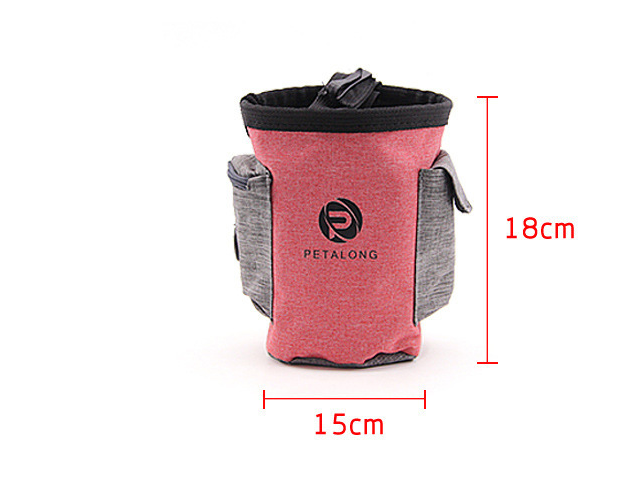 Red and gray Petalong dog treat pouch, 18cm tall, ideal for training and walks