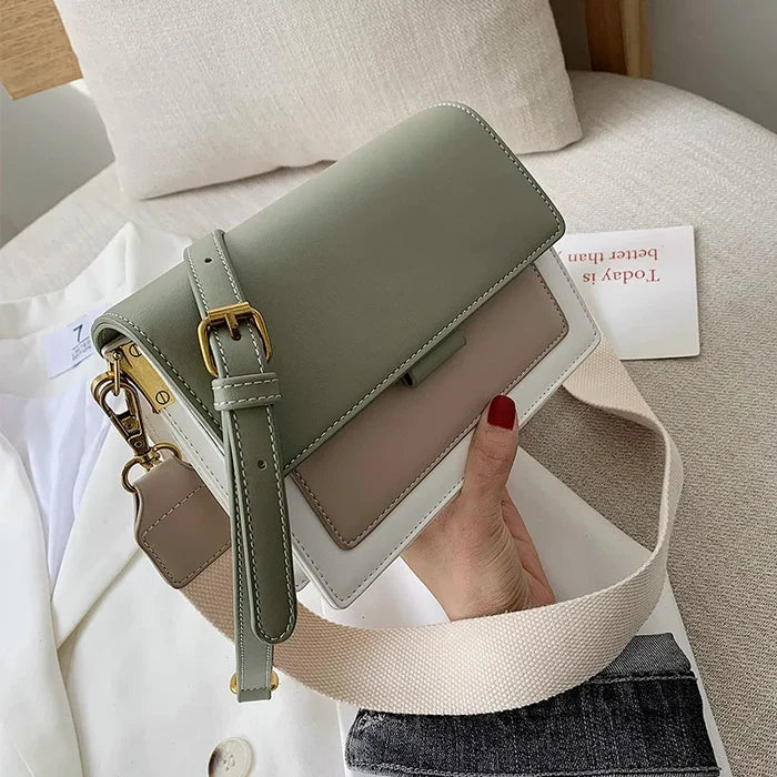 Wide Strap with Chain Handbags Women's square Shoulder Bags
